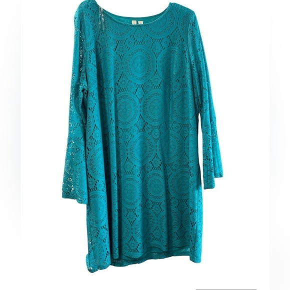 Teal Tacera Knee length Dress - Picture 1 of 7